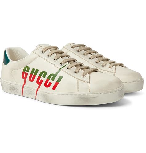 low top white gucci shoes|Gucci distressed sneakers.